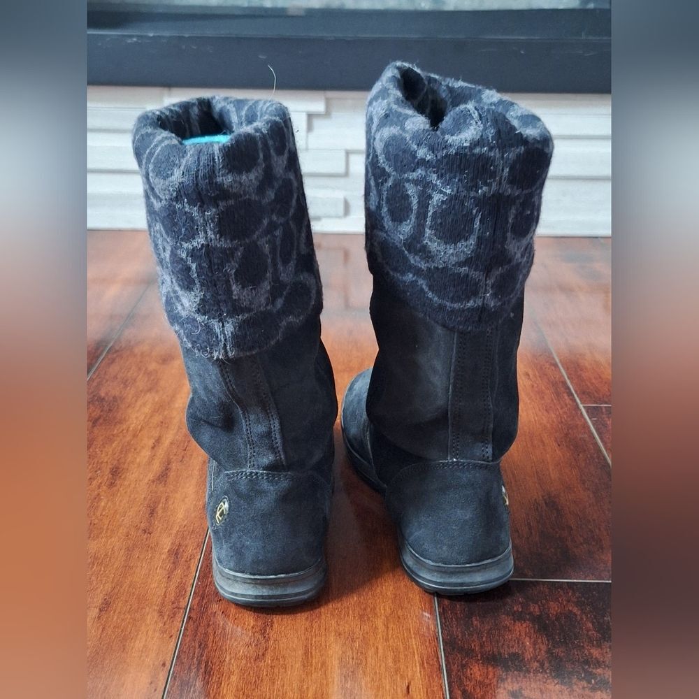 COACH Tatum Suede Boots - Womens Size 5.5 M - Black EUC - Picture 5 of 8
